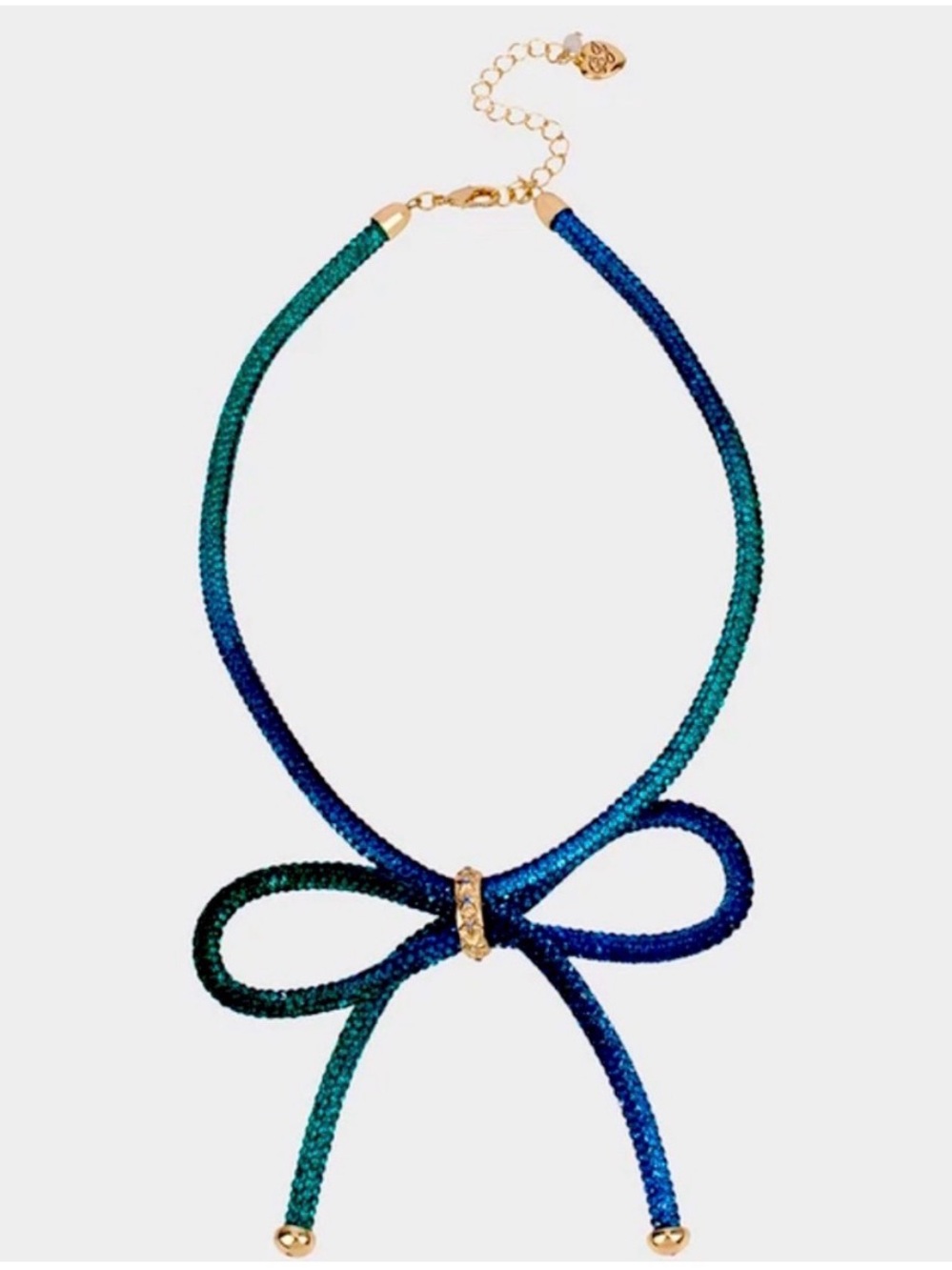 Teal-Blue Gradient Bow Necklace with Gold Accent Betsey Johnson